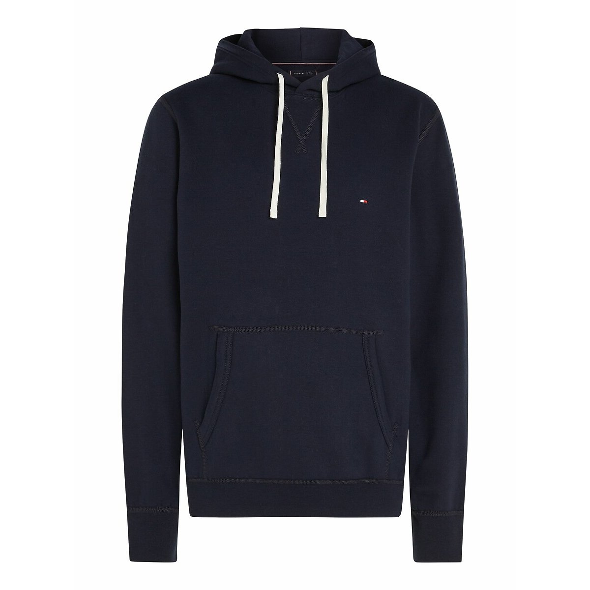 Fleece sweater met kap en trekkoord marineblauw, TOMMY HILFIGER