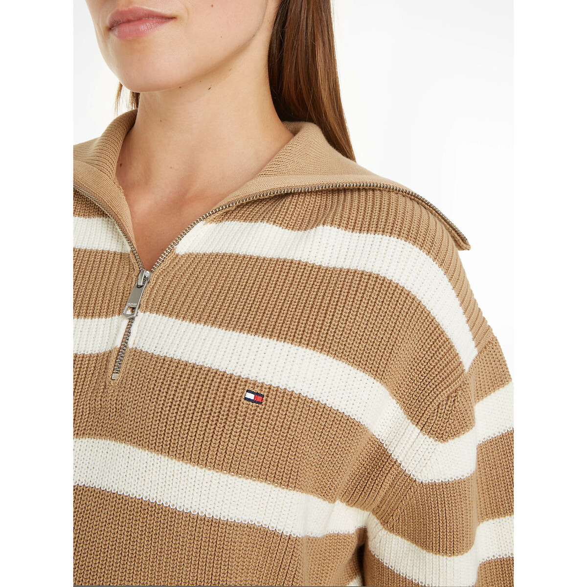 Striped Half Zip Jumper in Cotton 90007790, TOMMY HILFIGER