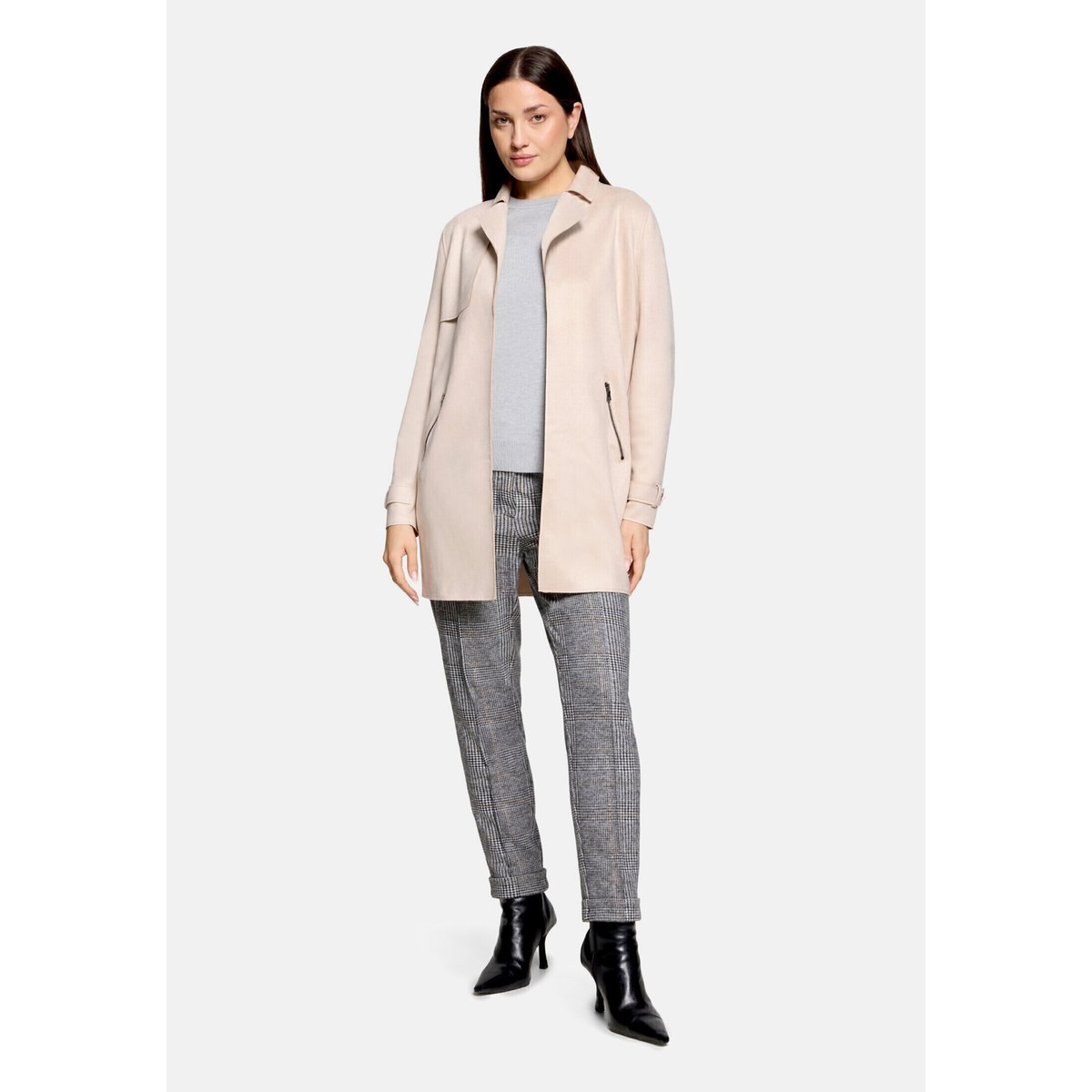 Veste longue à col à revers gris, BETTY & CO