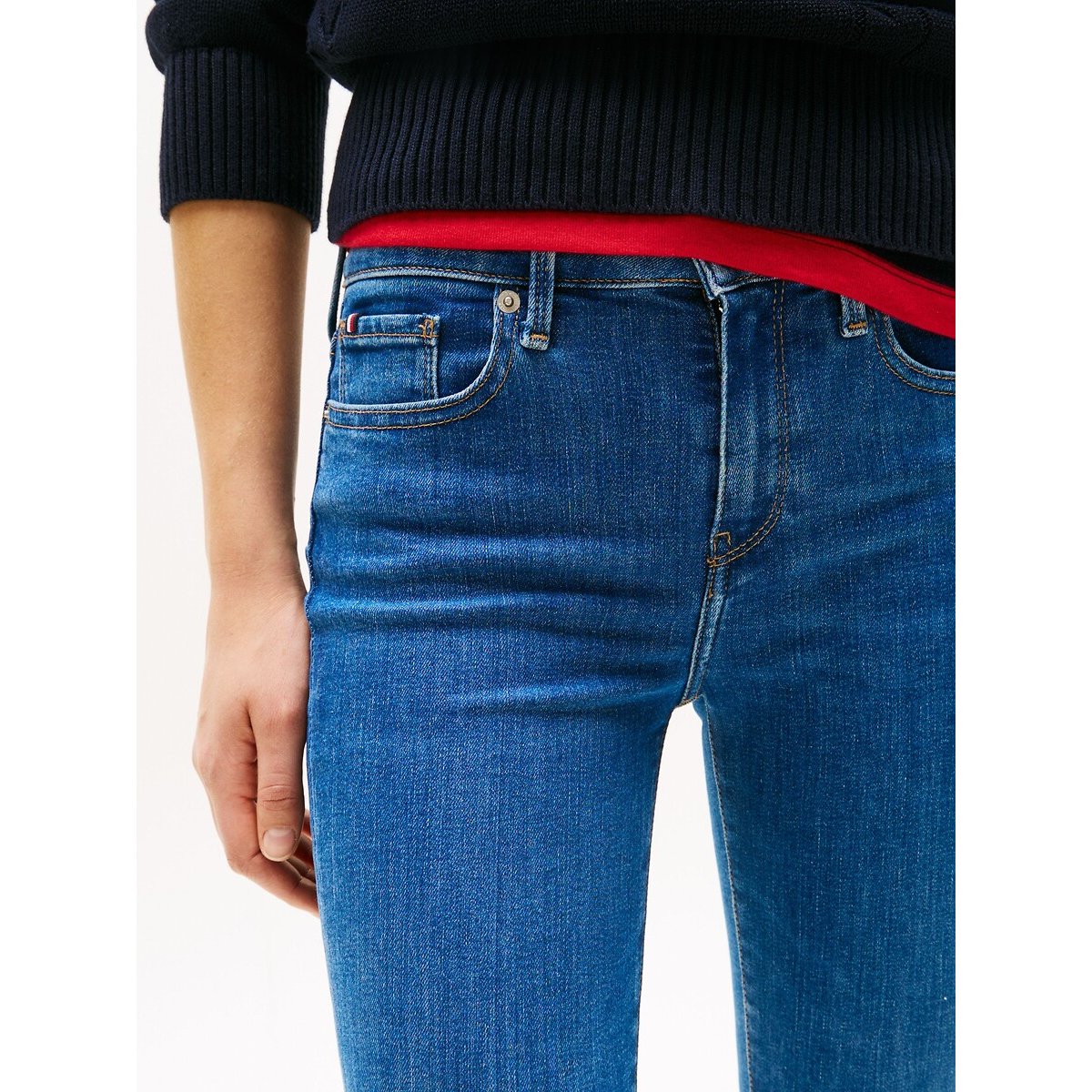 Jean skinny à taille mi-haute bleu délavé, TOMMY HILFIGER