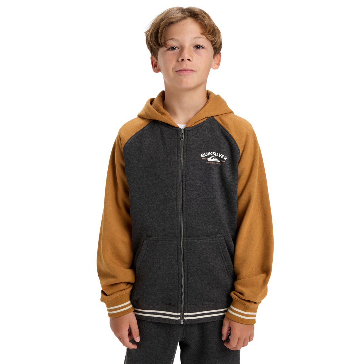 Sweat à capuche zippé KNOWLEDGE AREA marron almond, QUIKSILVER