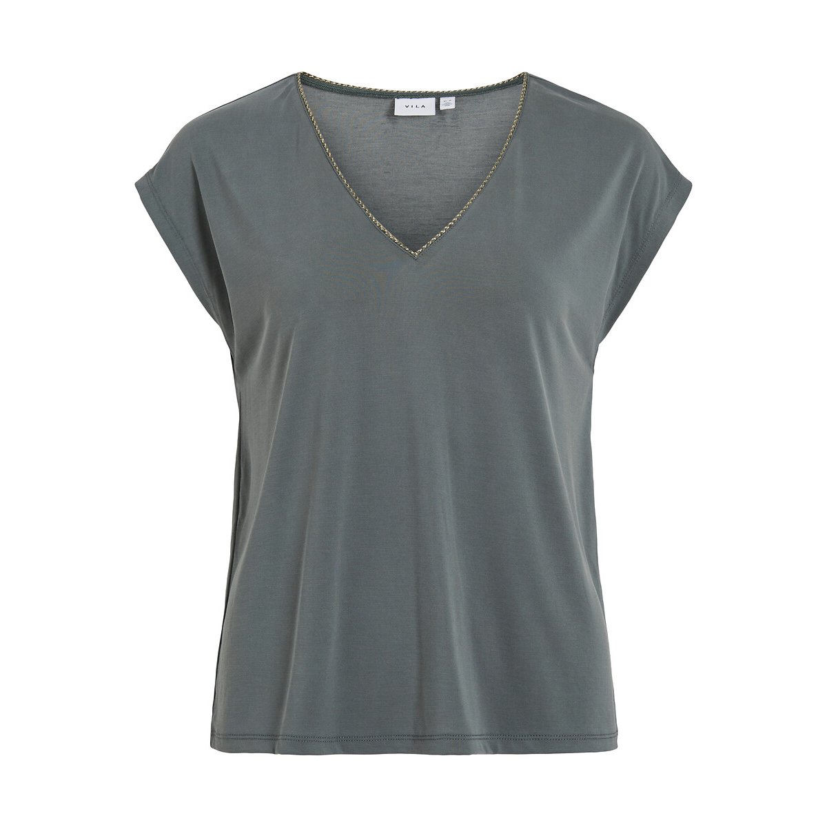Tshirt manches courtes col v vert sauge, VILA