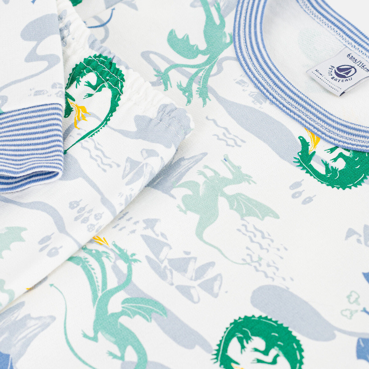 Pyjama en molleton, imprimé dragons imprimé, PETIT BATEAU
