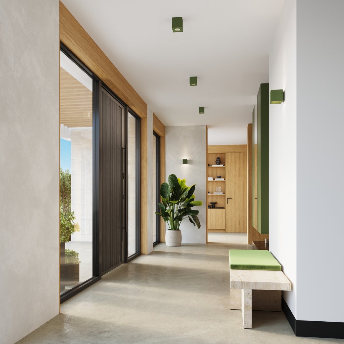 Applique murale Béton Vert Olive G9 1 Quad vert olive, EDEN