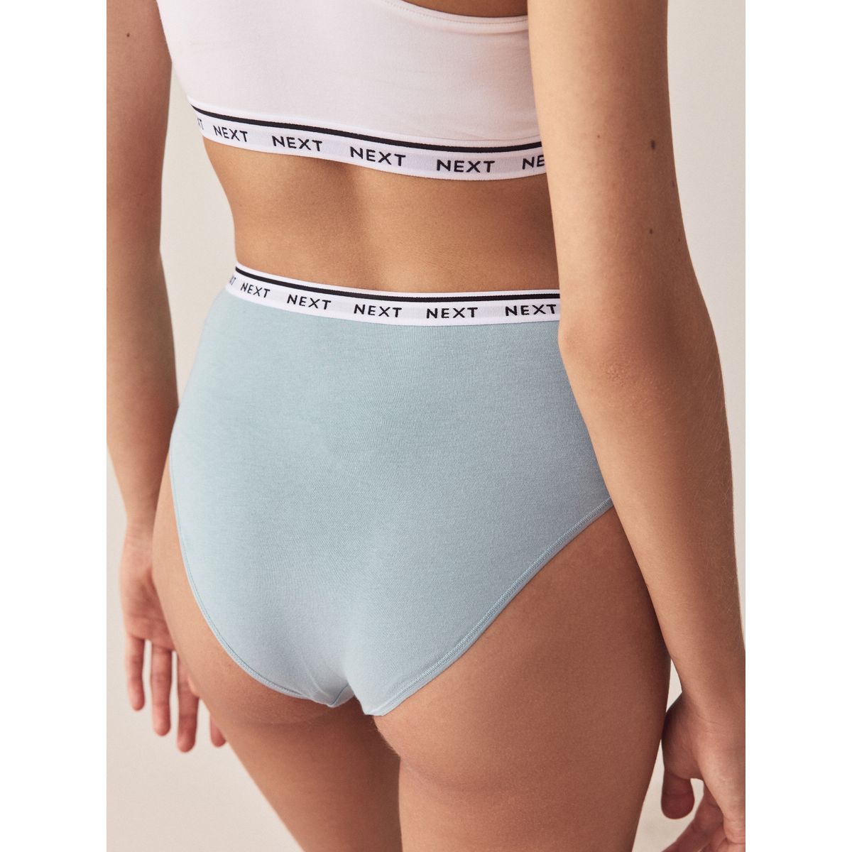 Culotte en coton à logo, lot de 4 rayures à carreaux verts, NEXT