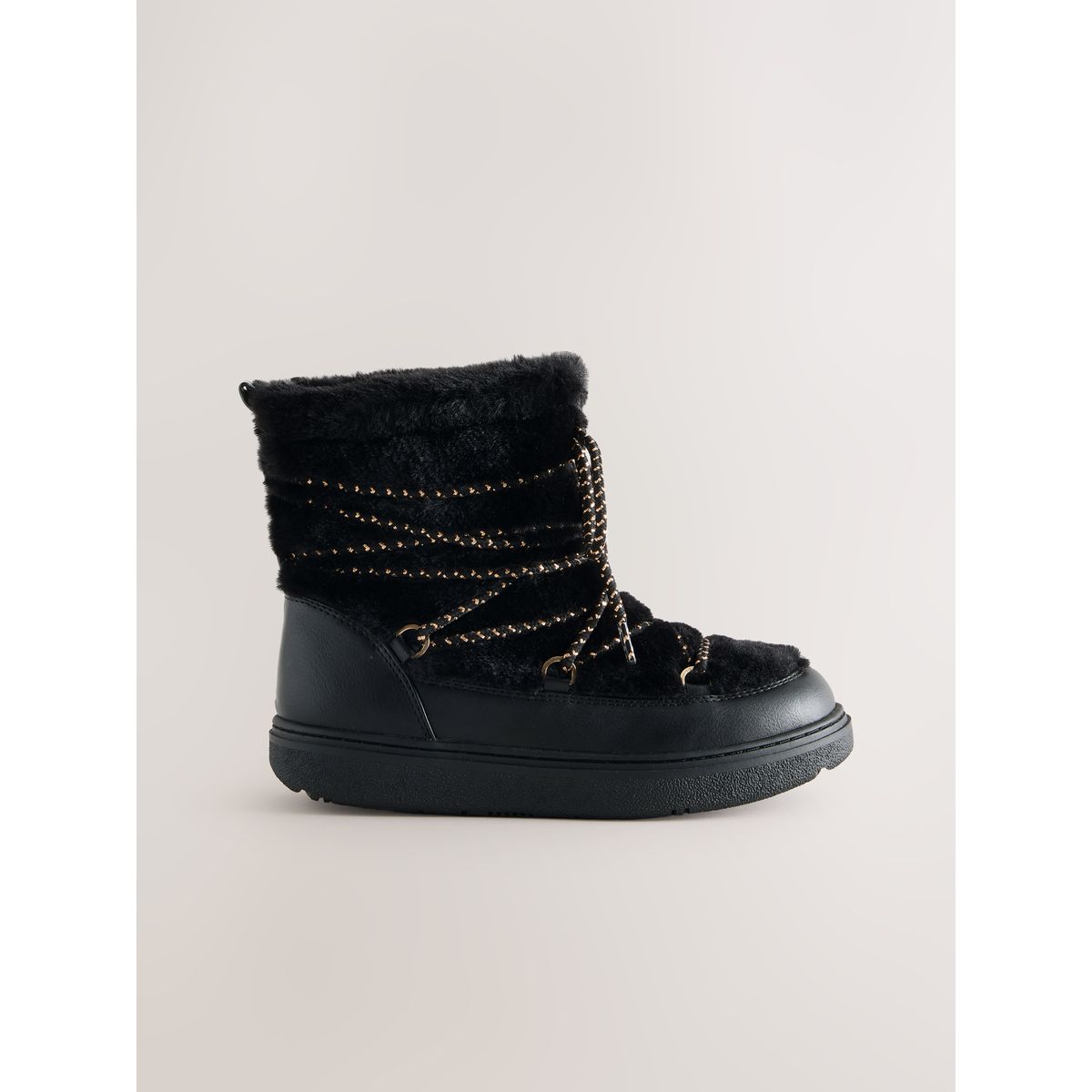 Bottines imperméables en peau lainée noir, NEXT