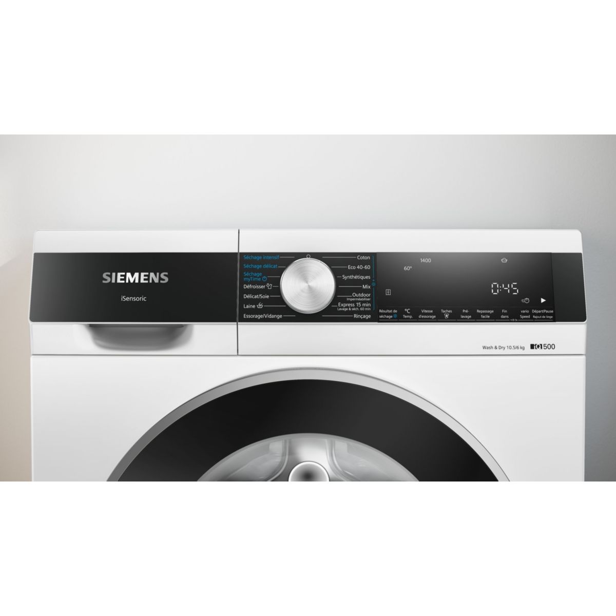 Lave linge séchant hublot WN54G200FR - 10,5/6 kg - 1400 tr/min - Classe D - Moteur induction - iQ500 couleur unique, SIEMENS