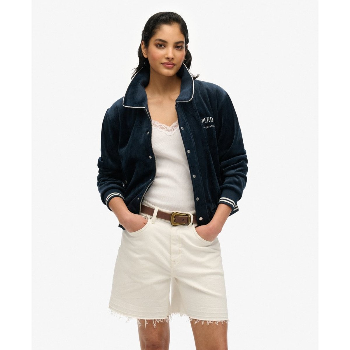 Bomber en jersey Country Club bleu marine myrtille, SUPERDRY