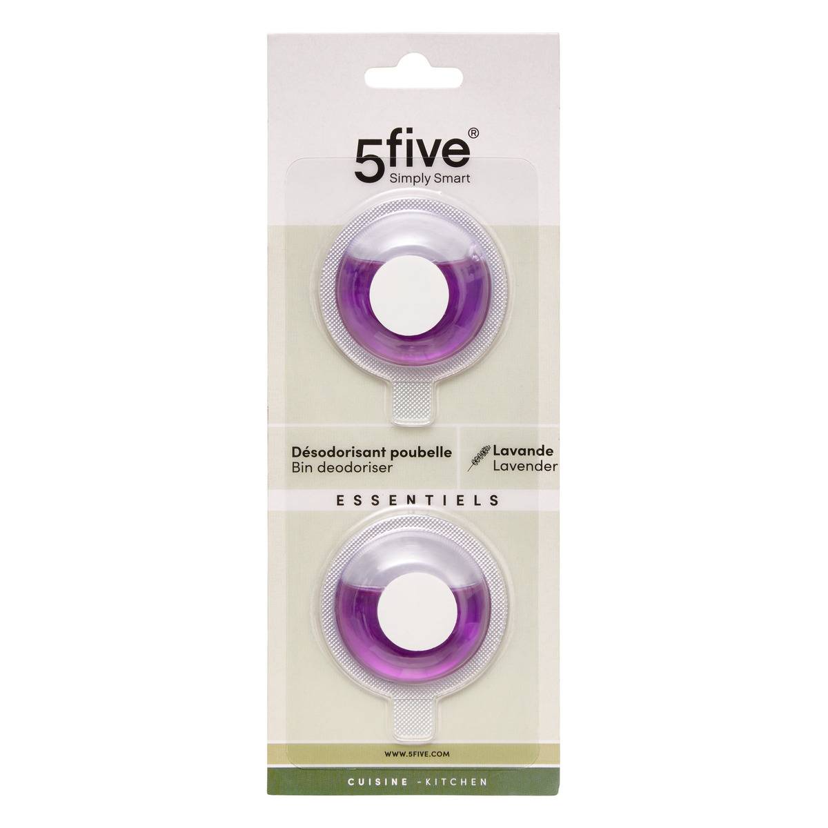 Désodorisant poubelle rond D.5cm transparent rouge, 5FIVE SIMPLY SMART