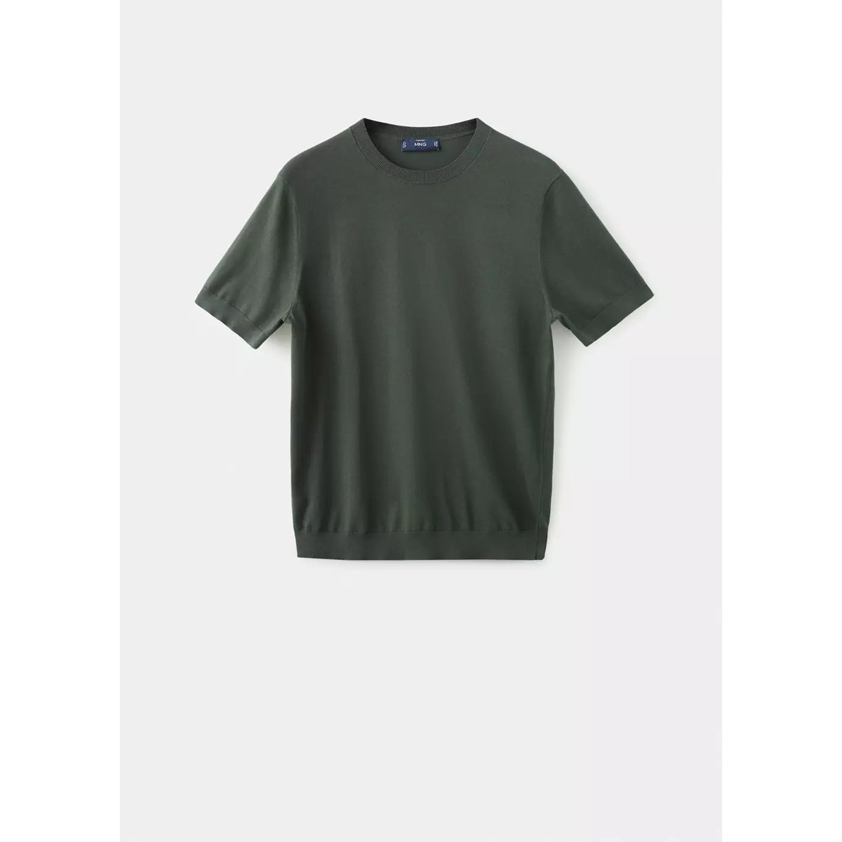 T-shirt maille fine 100 % coton kaki, MANGO MAN
