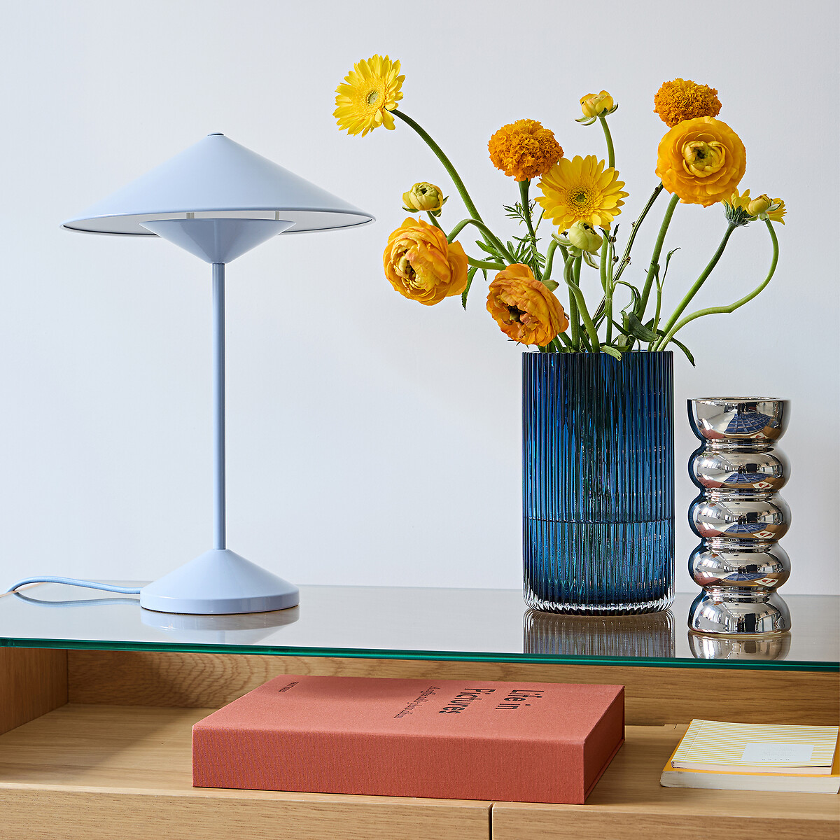 Tischlampe aus Metall Eisen H42 cm, Coney hellblau, LA REDOUTE INTERIEURS