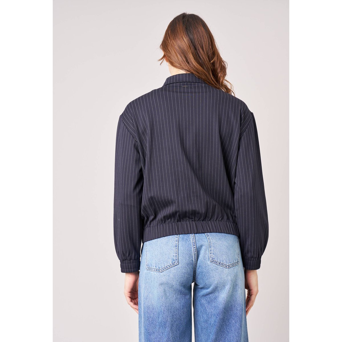 Blouson femme à fines rayures ALTHEA navy, DEELUXE