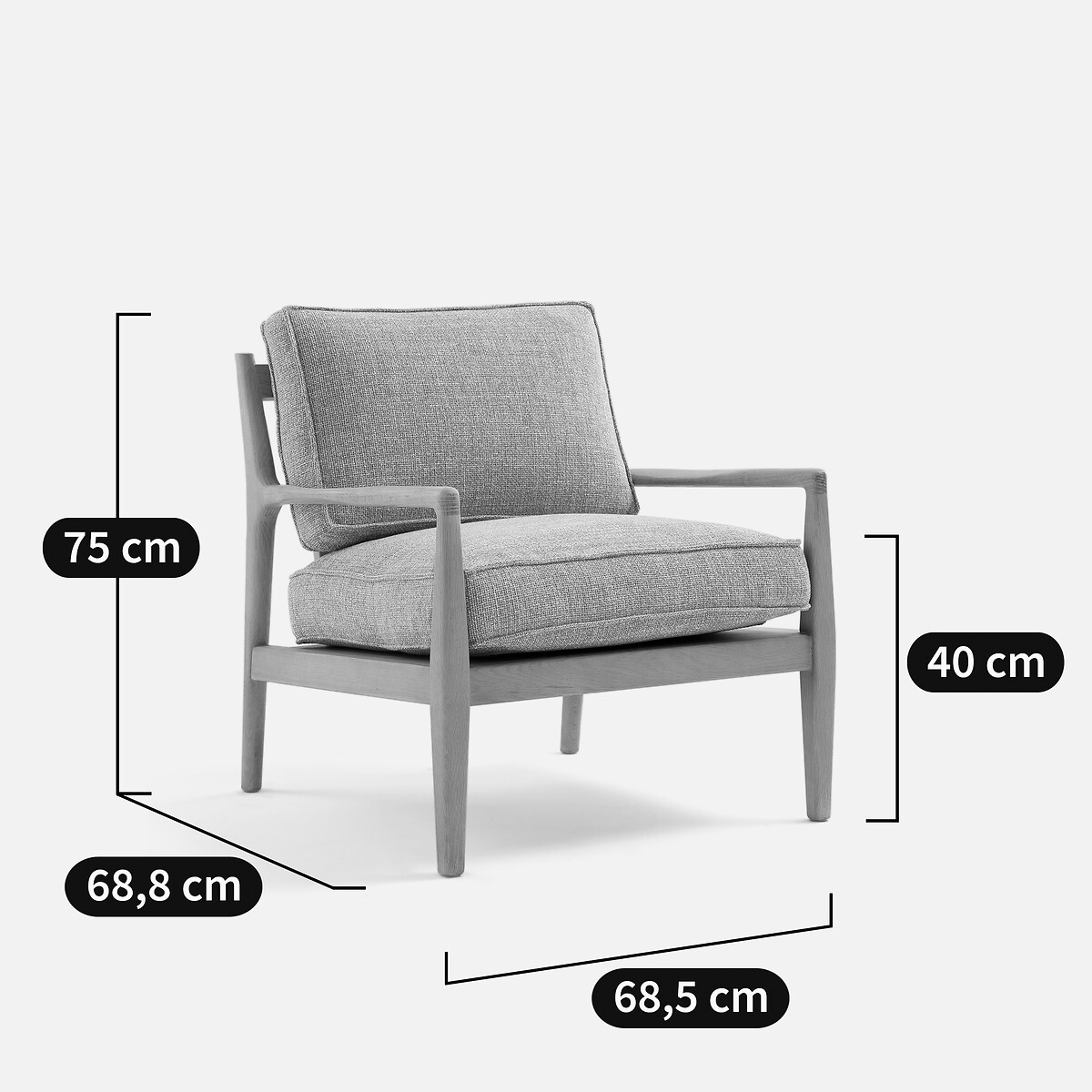 Fauteuil en chêne, plaqué et tissu chiné, DILMA marron glacé, AM.PM