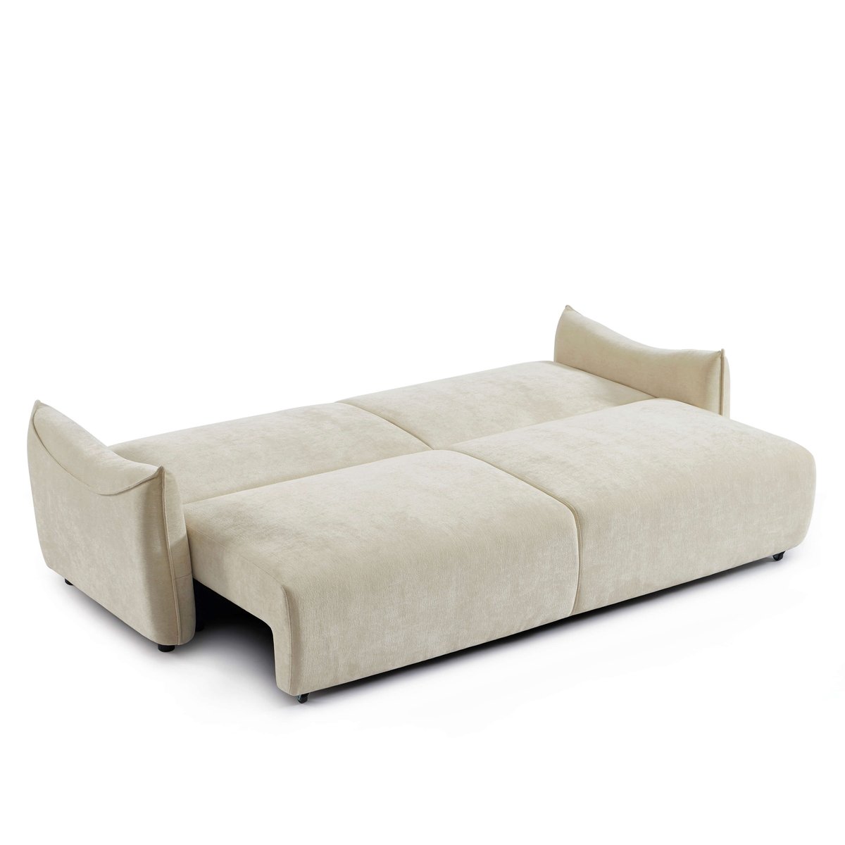 Canapé droit convertible tissu OPALINE beige, BAÏTA