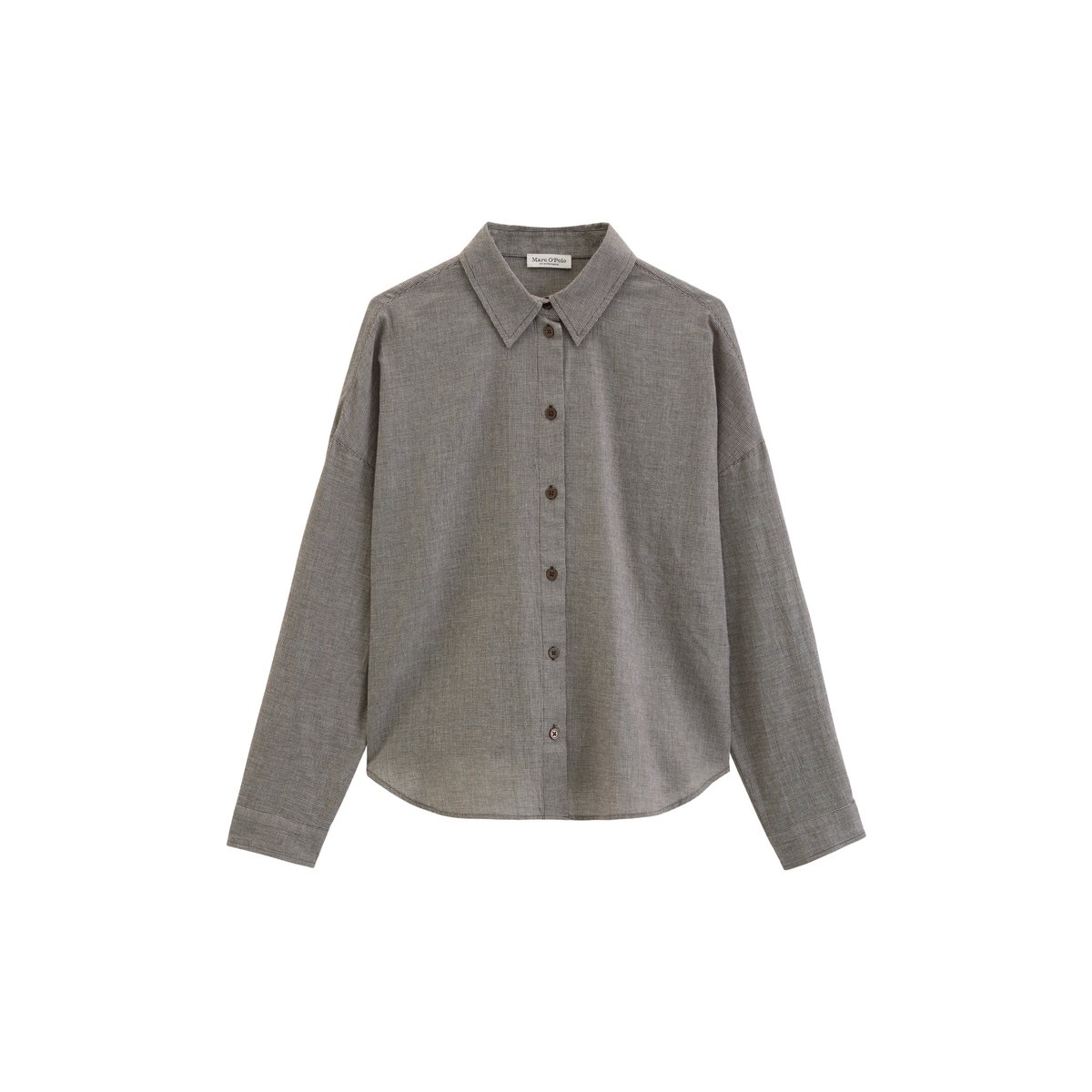 Chemisier oversize en seersucker en pur coton biologique marron, MARC O'POLO