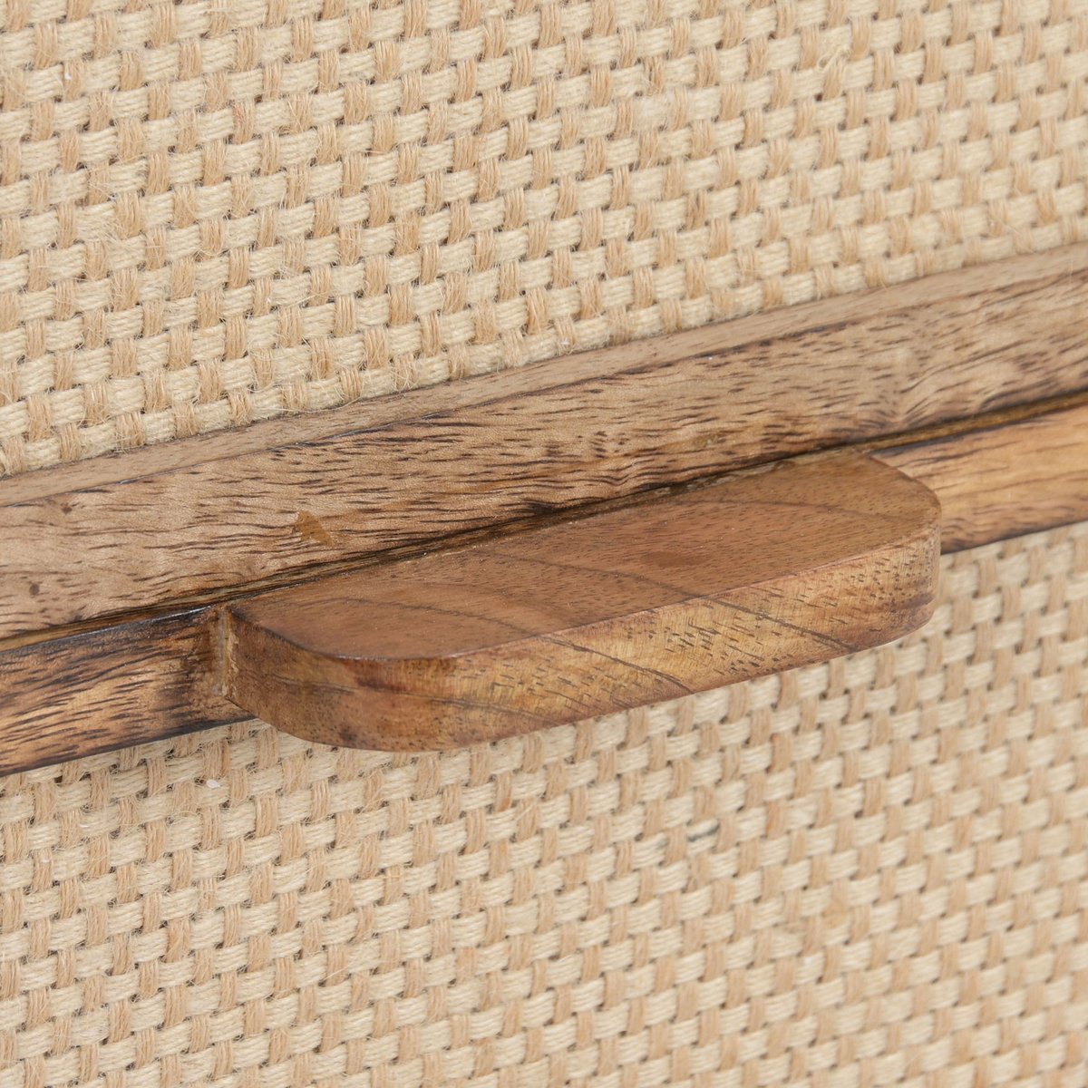 Table de chevet bois de mangue et jute 2 tiroirs 40x30x45cm bois, WADIGA