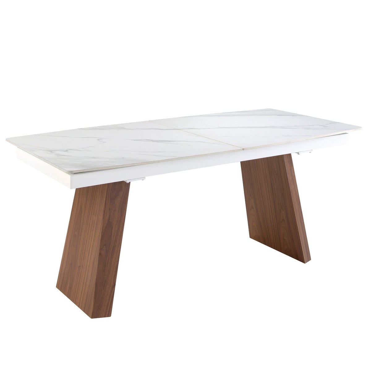 Table à manger à rallonge baril ovale marbre porcelaine et noyer blanc | noyer, ANGEL CERDA