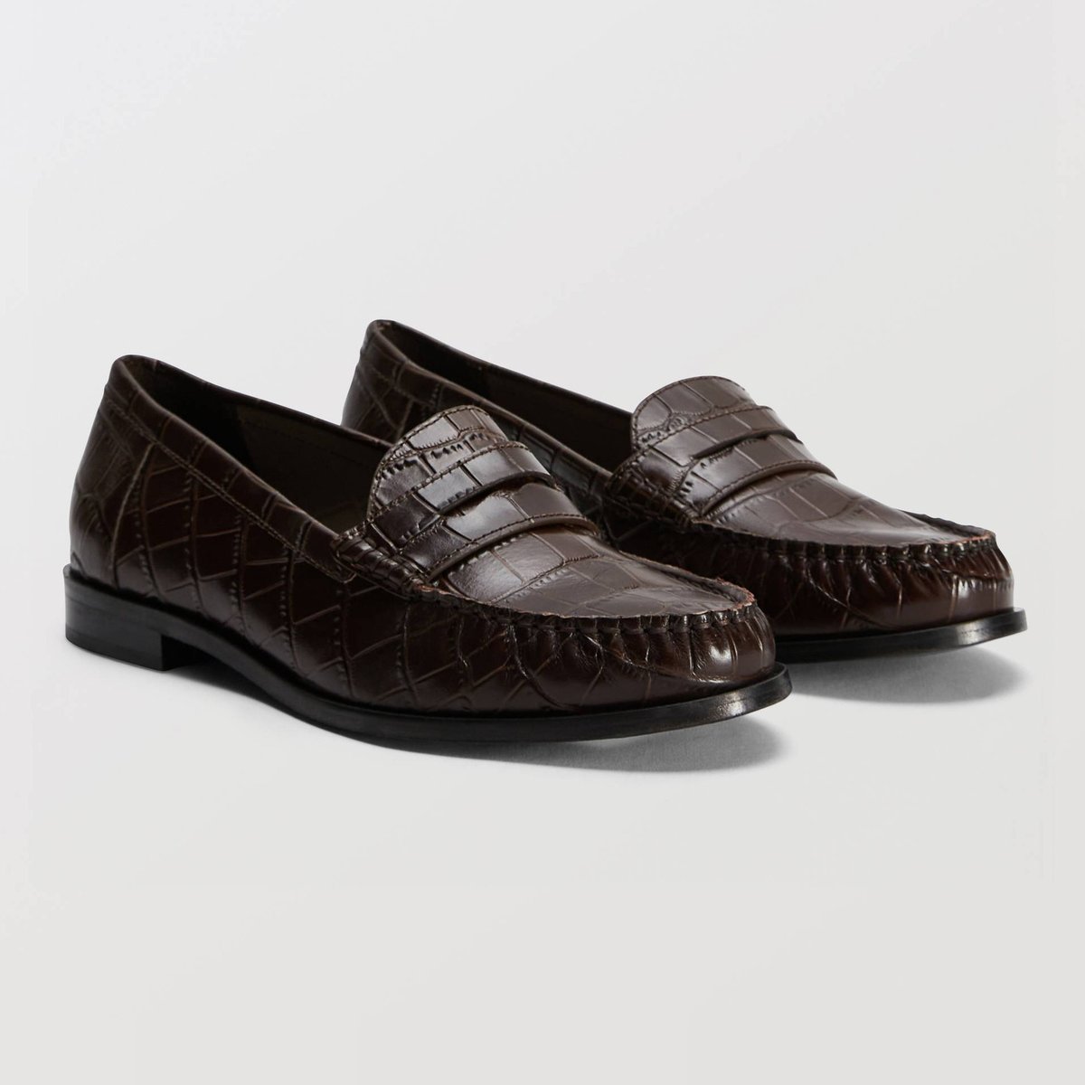 Mocassins en cuir imitation crocodile arbre, MONOPRIX