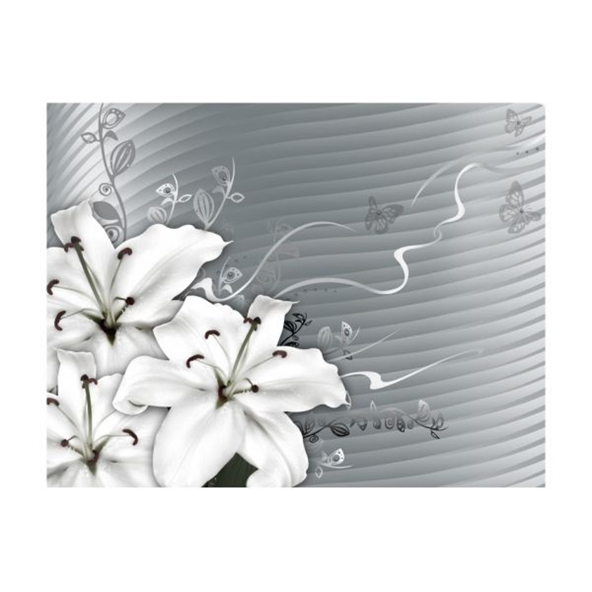 Papier peint intissé panoramique Fleurs Distance gris / argent, EDEN