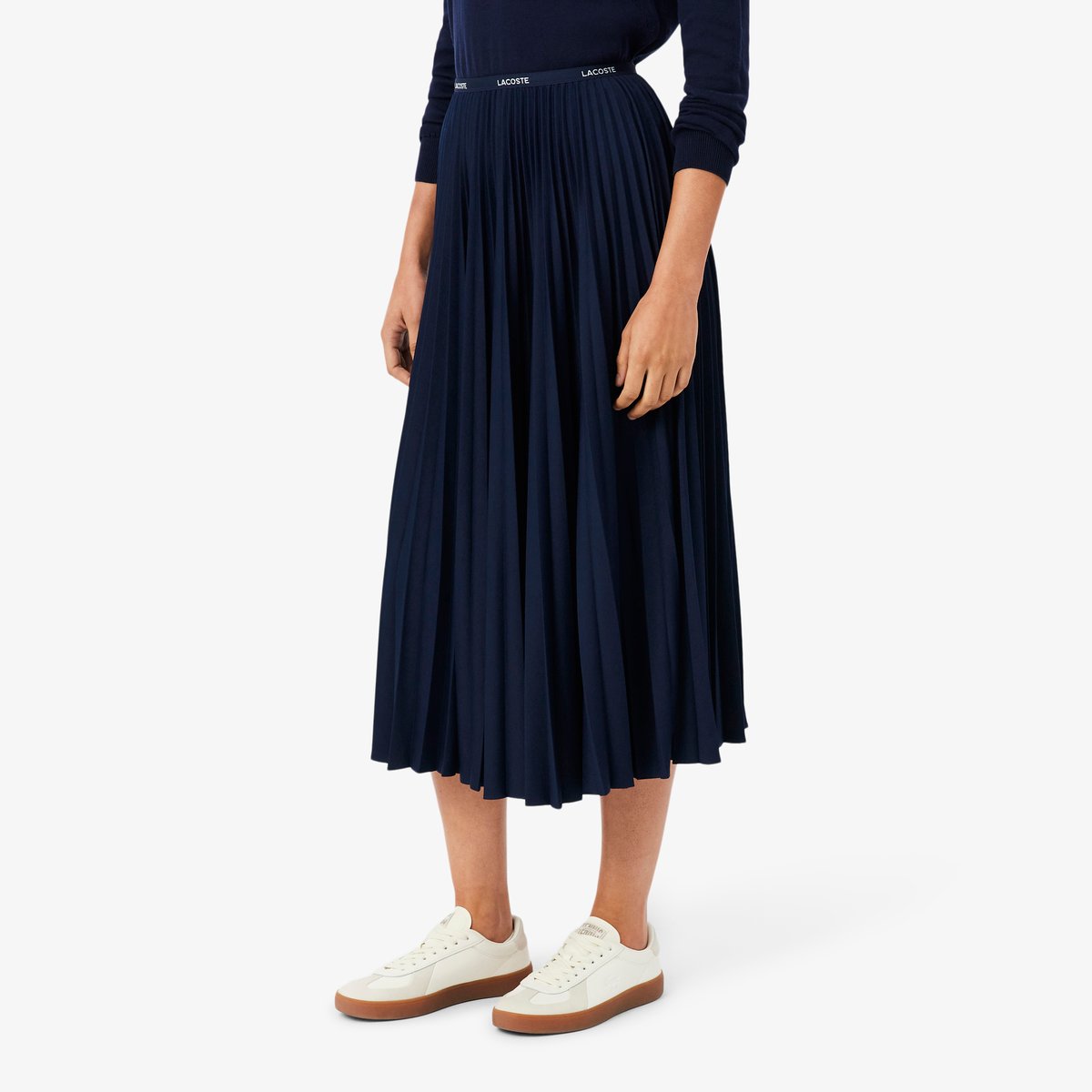 Jupe longue plissée taille élastiquée bleu-166, LACOSTE