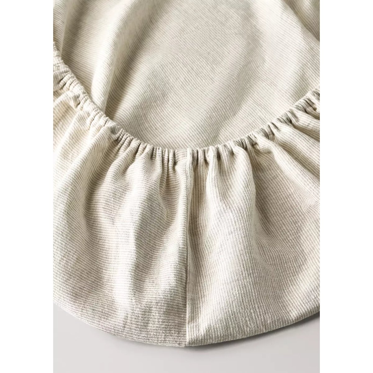 Drap-housse enfant coton lin à rayures Lit 90 cm sable, MANGO HOME