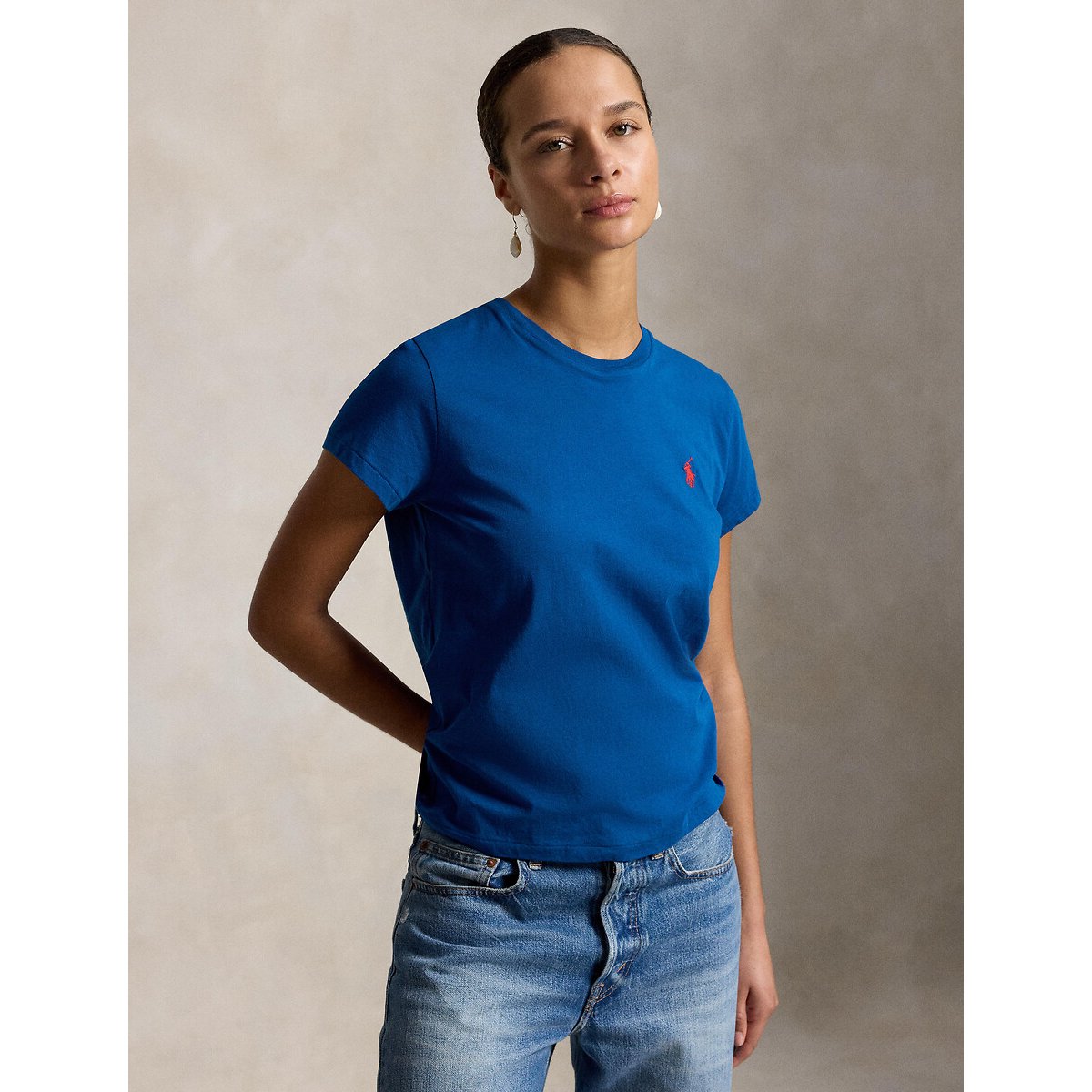 T-shirt col rond à manches courtes bleu, POLO RALPH LAUREN
