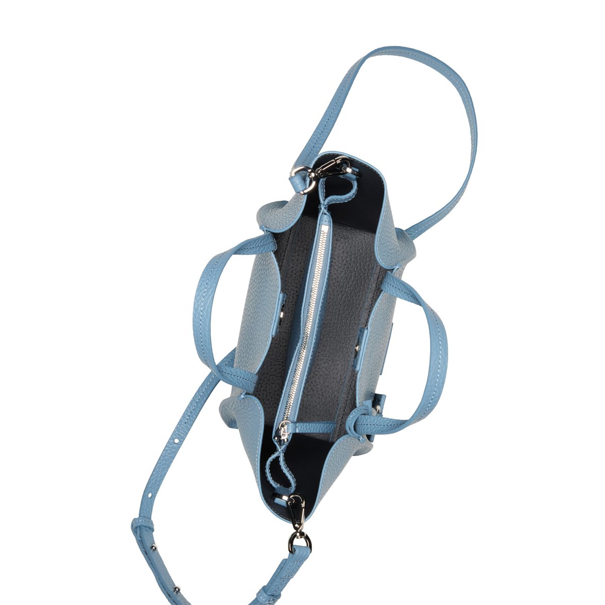 Sac à bandoulière modèle Biani en cuir de vachette finement grainé bleu, MARC O'POLO