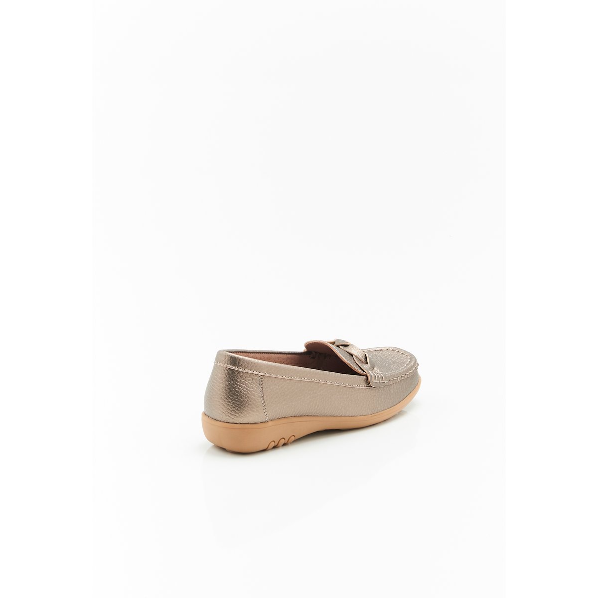 Mocassins Amortyl croûte de cuir grainé gris coloris bronze, DAMART