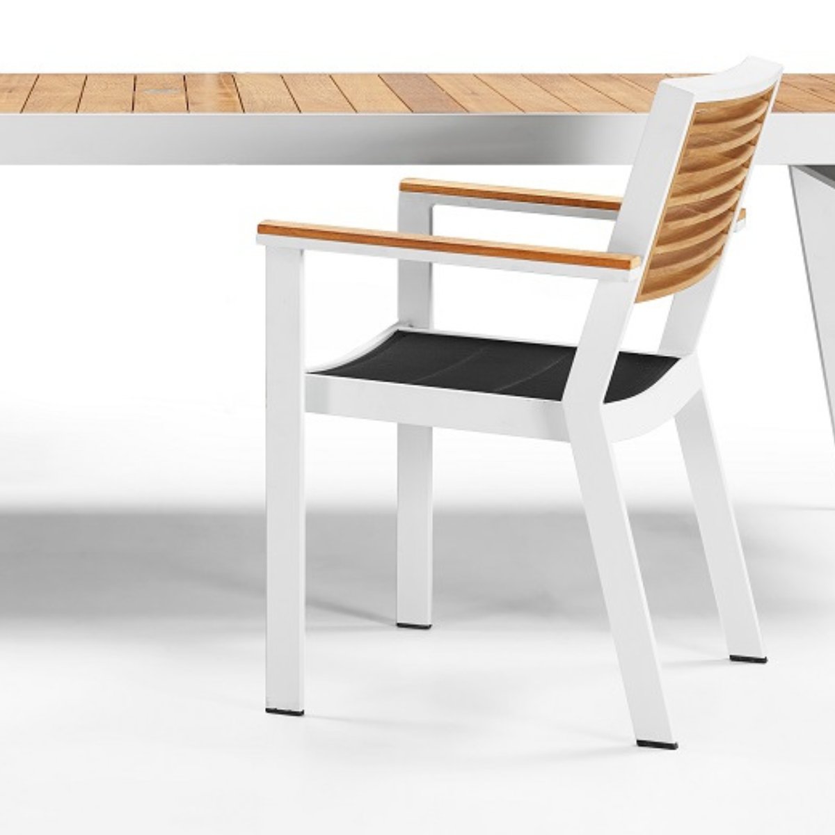 Fauteuil repas de jardin en aluminium, YORK blanc, AU JARDIN DE CHLOÉ