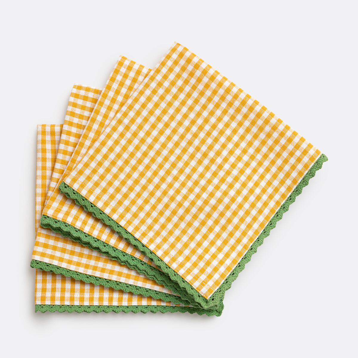 Lote de 4 individuais, em algodão/linho, Trattoria amarelo/branco, LA REDOUTE INTERIEURS