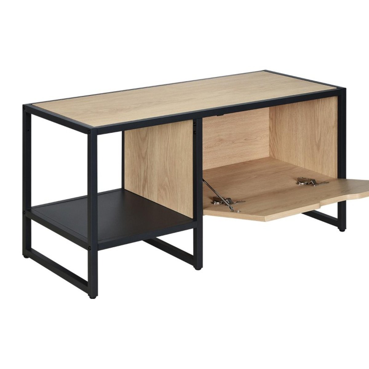 Banc d'entrée avec rangement Wilko noir et bois, MOB IN