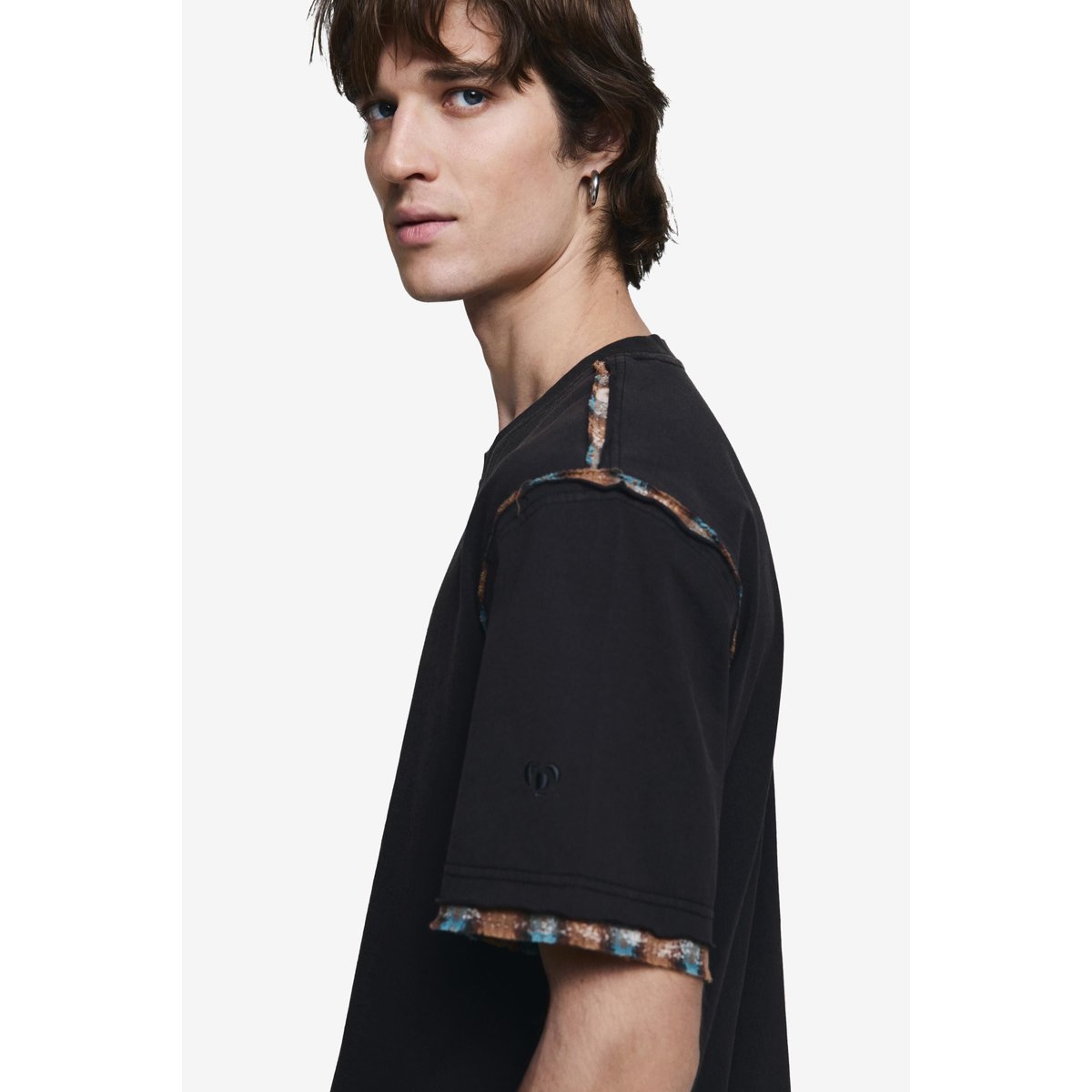 T-shirt à manches courtes détails coutures noir, DESIGUAL