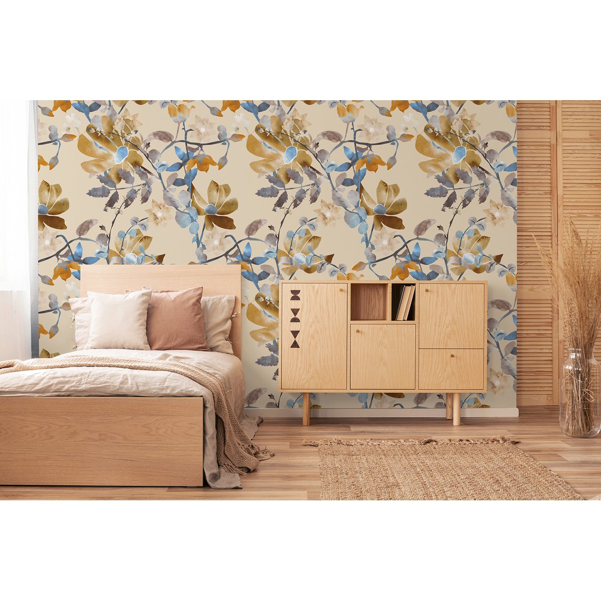 Papier peint panoramique FLORALIES ocre, LE PAPIERS DE NINON