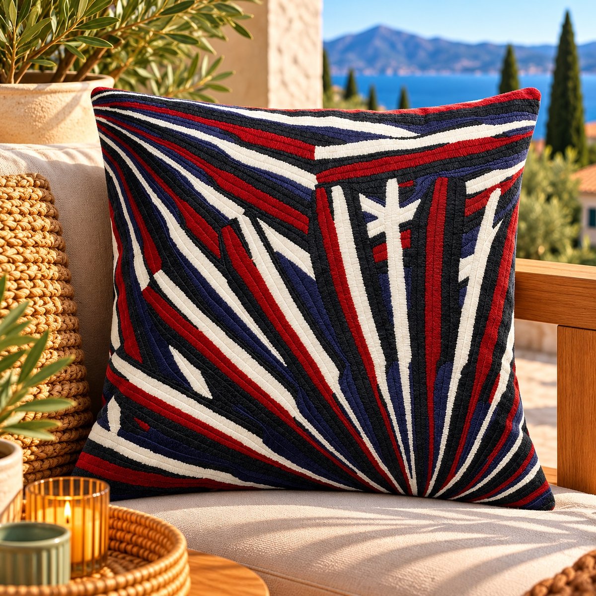 Coussin brodé Caresse Subtile rubis, EDEN