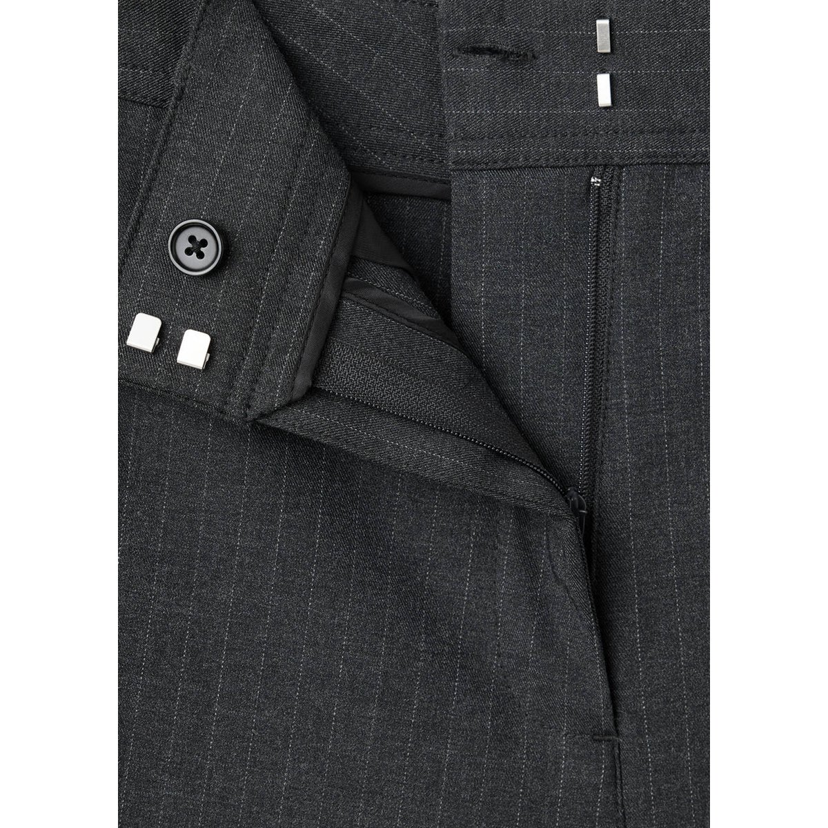 Pantalon fines rayures bas de jambe réglable gris, MANGO