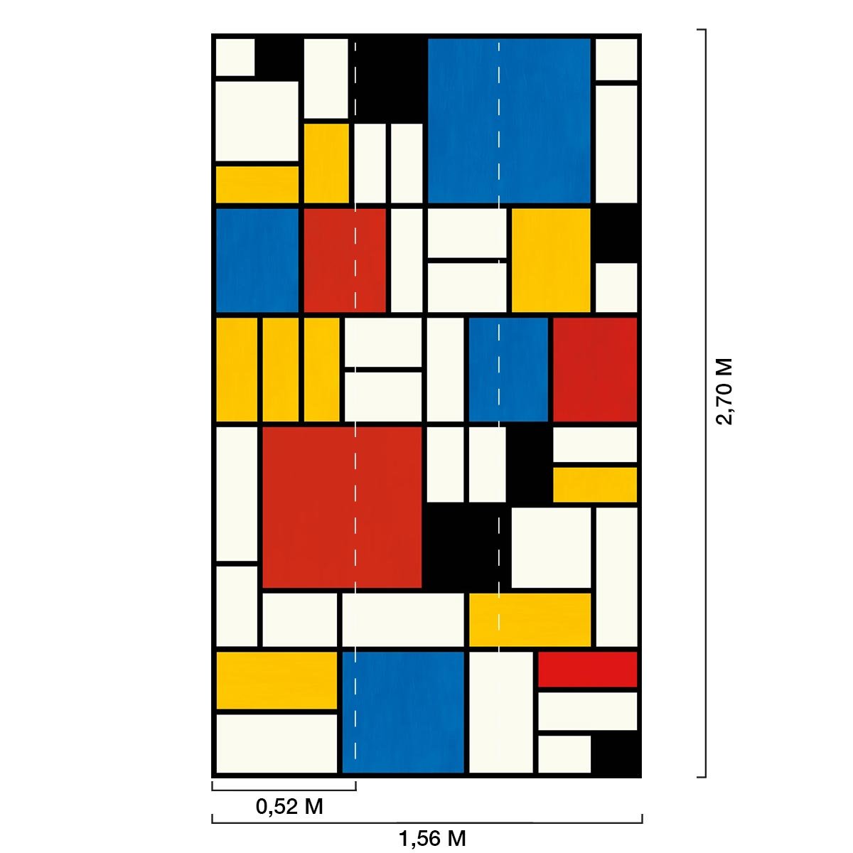 Papier peint, illustration mondrian multicolore, HEXOA