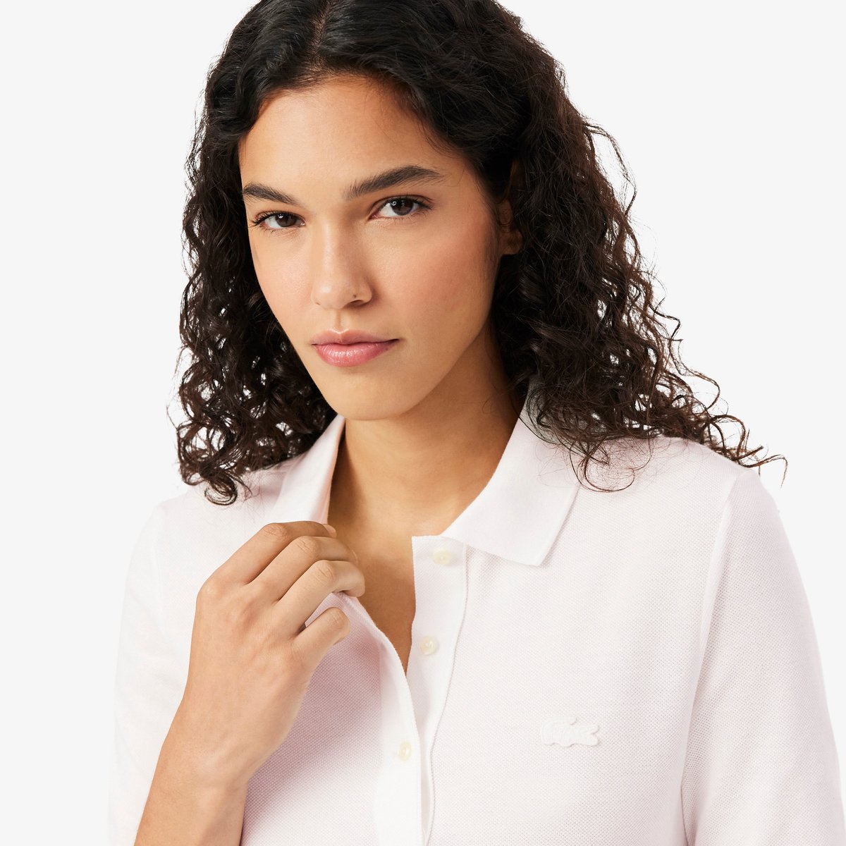 Polo L.12.D slim fit manches trois-quarts blanc-001, LACOSTE