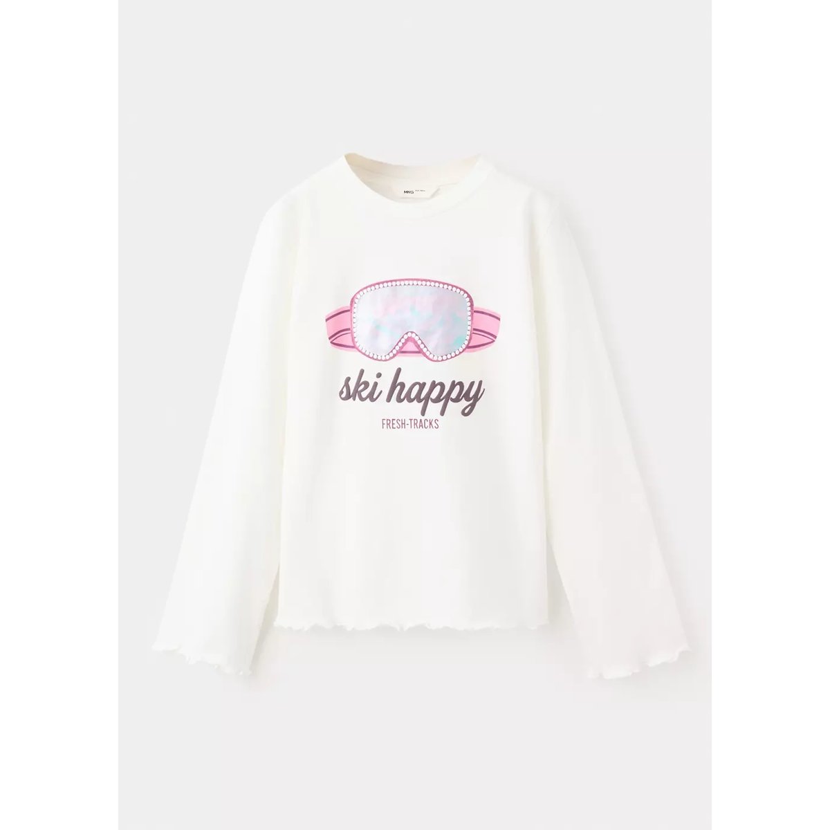 T-shirt coton détail imprimé blanc cassé, MANGO KIDS