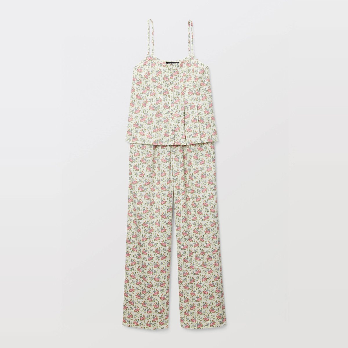 Pyjama à fines bretelles imprimé en coton bio GOTS ecru, MONOPRIX
