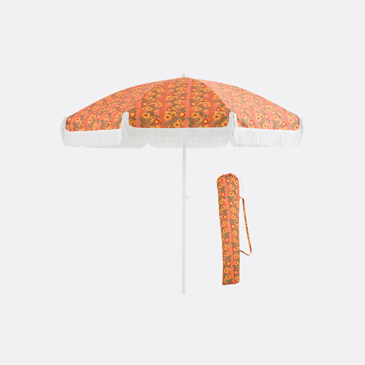 Parasol à franges, tissu avec motif fleurs, VALERIA imprimé fleuri, LA REDOUTE INTERIEURS