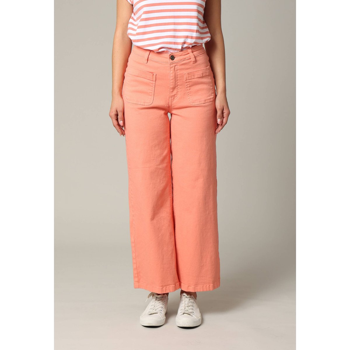 Jean taille haute coupe large en denim noir LILOO pink, DEELUXE