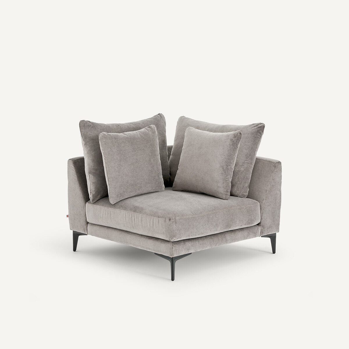 Canapé d'angle en velours stone, MODERNISTE gris souris, EMMANUEL GALLINA X AM.PM