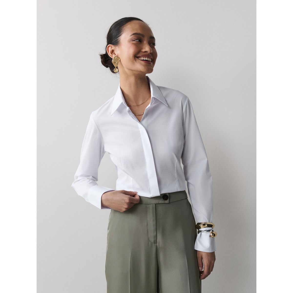 Chemise stretch ajustée, lot de 2 blanc, NEXT