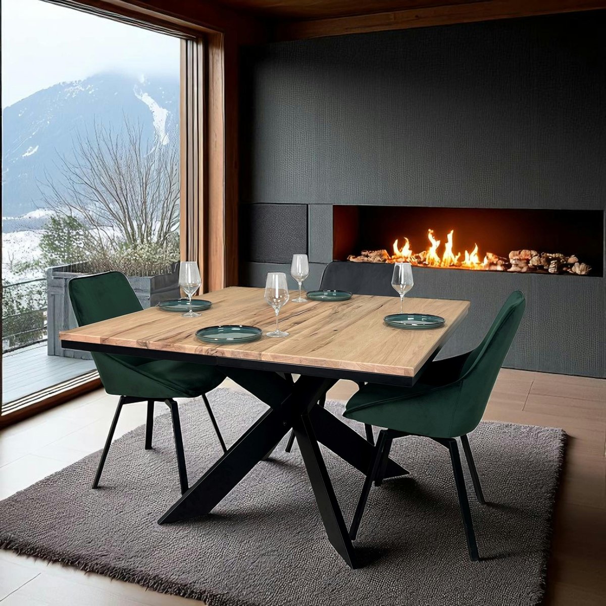 Table carrée extensible 4/8 places en chêne massif PALERME chêne blanc, PIER IMPORT