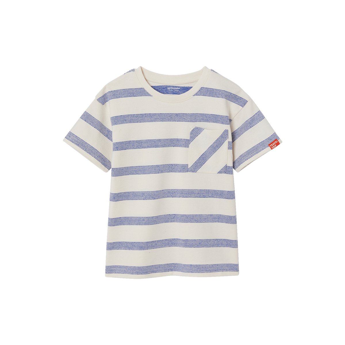 T-shirt épais effet gauffré rayé blanc, VERTBAUDET