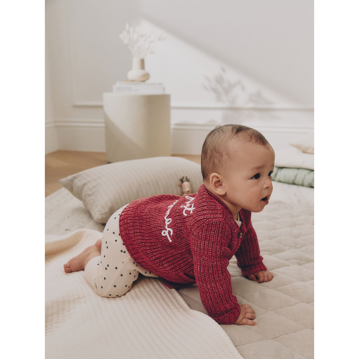 Cardigan bébé en maille my first christmas rouge, NEXT
