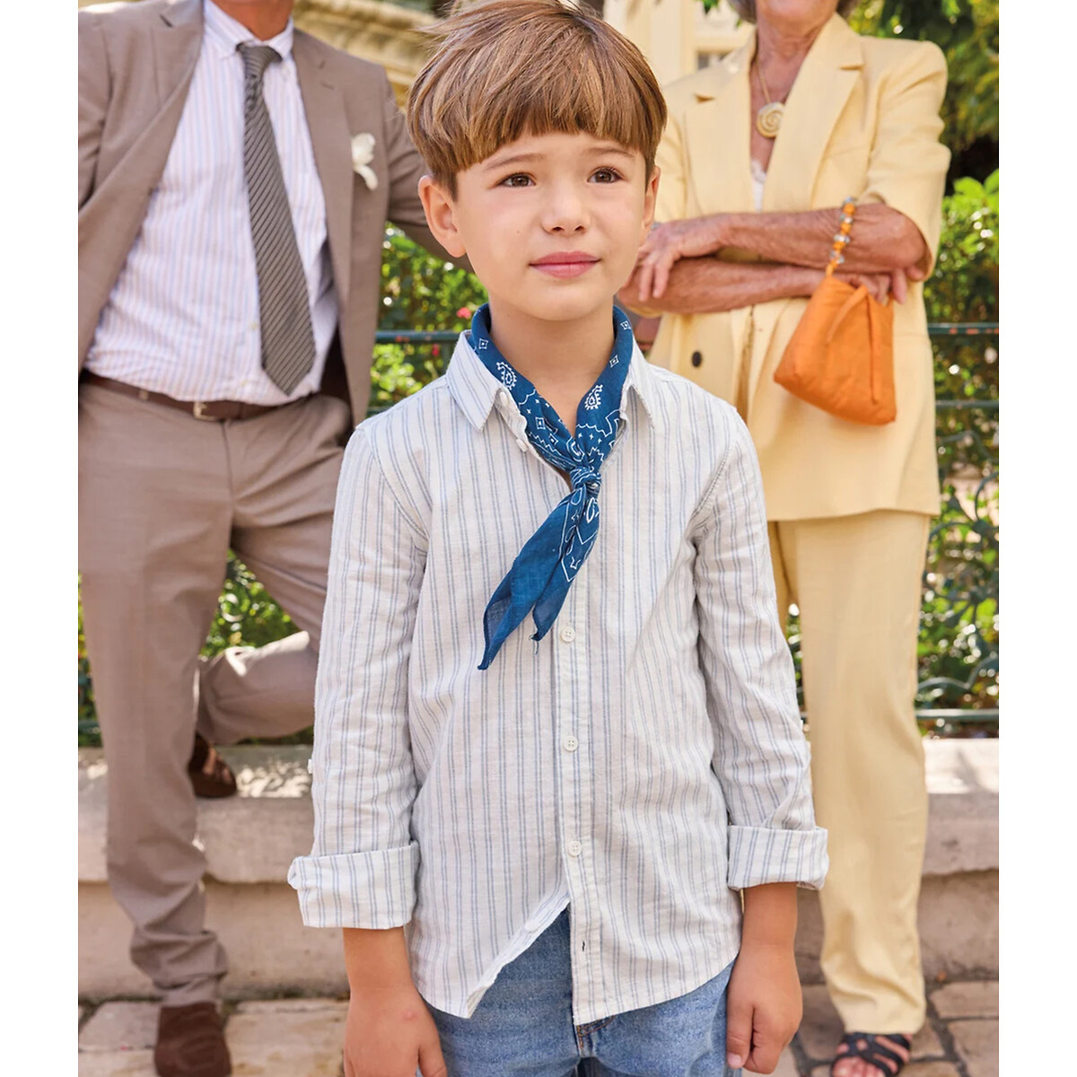 Camicia in cotone a righe rigato blu/bianco, TAPE A L'OEIL