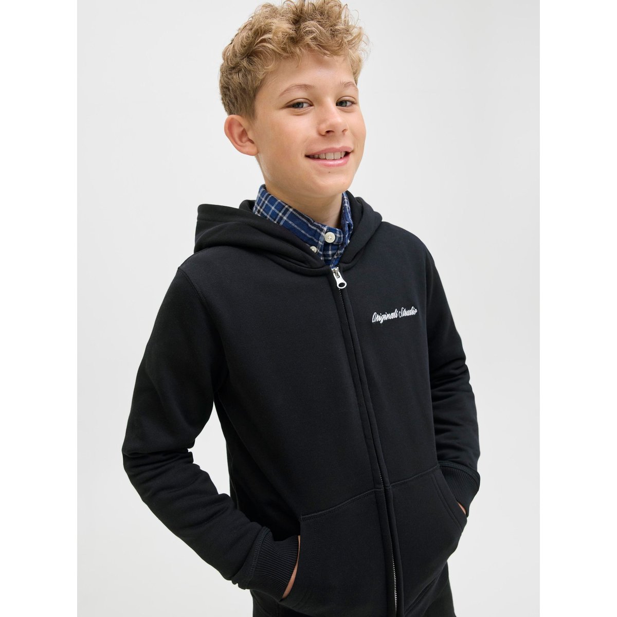 Sweat À Capuche Zippé noire - black, JACK & JONES JUNIOR