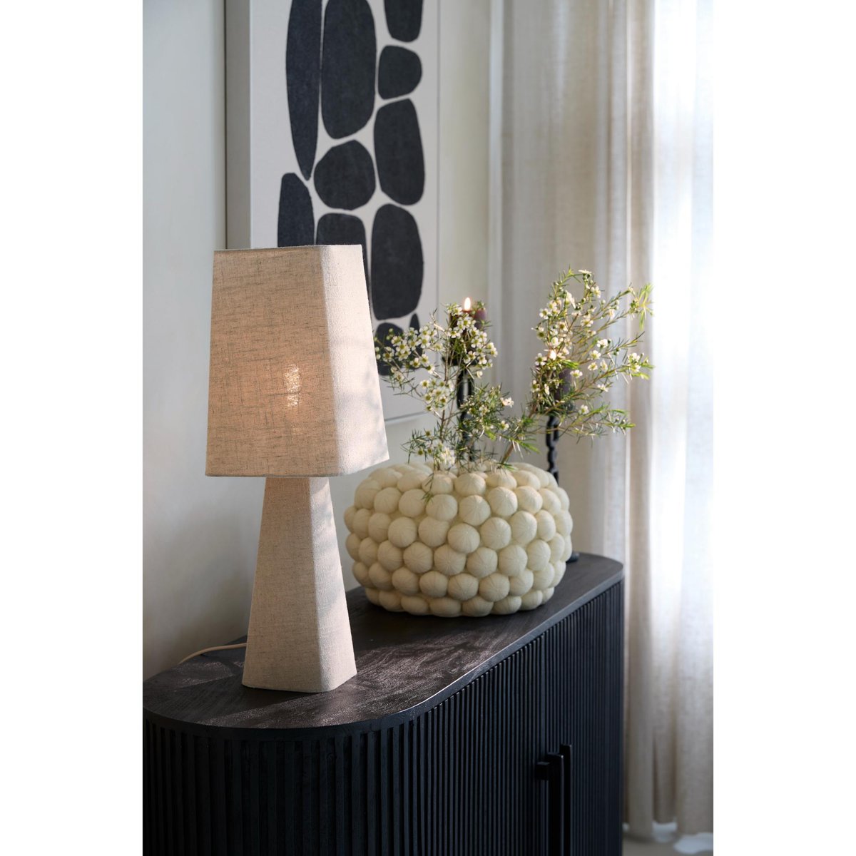Lampe À Poser Textiles MIKKO naturel, LIGHT & LIVING