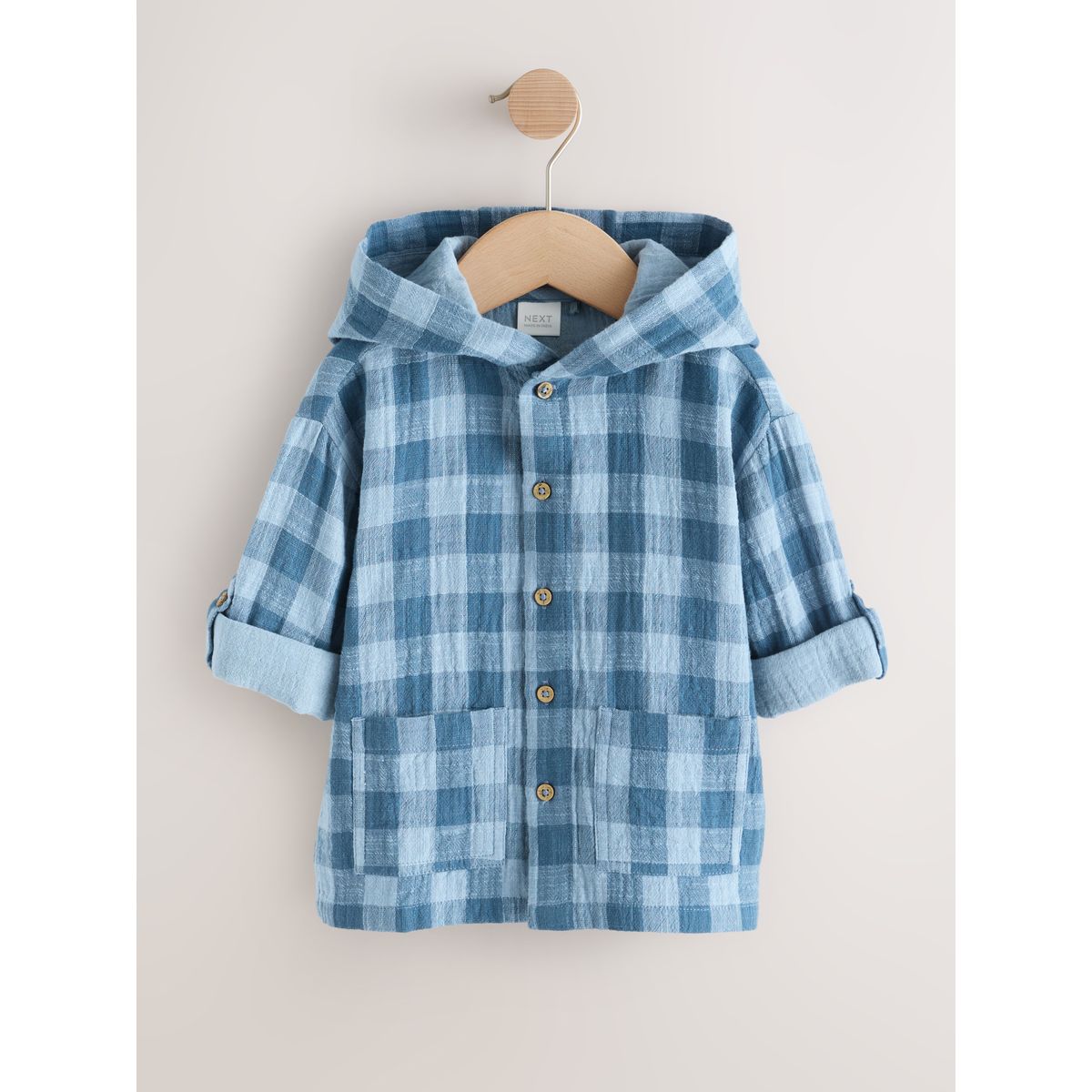 Chemise manches longues à capuche bleu, NEXT